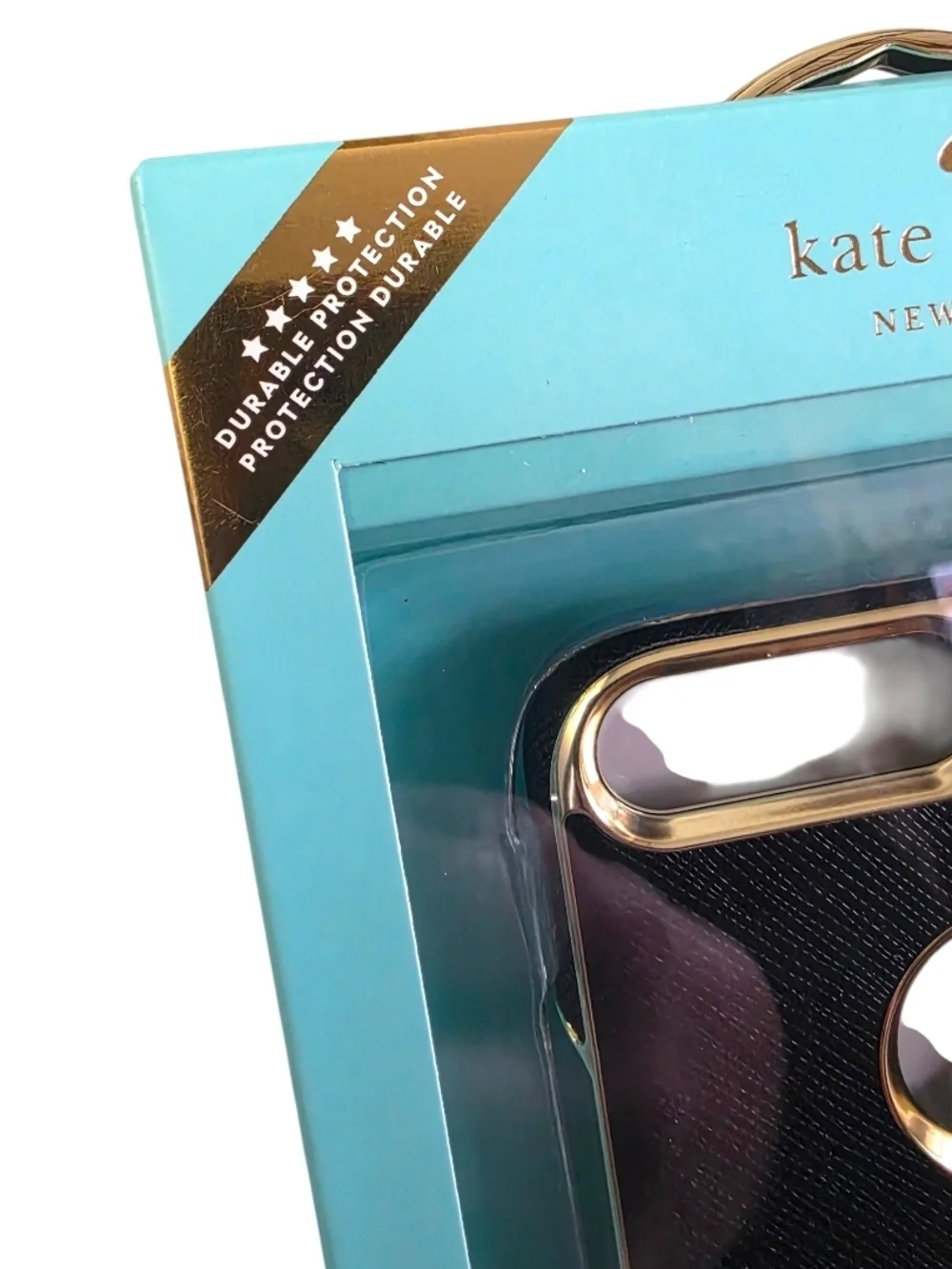 Kate Spade NWT Phone Case Black Saffiano Gold Phone Case in Box- 5.5